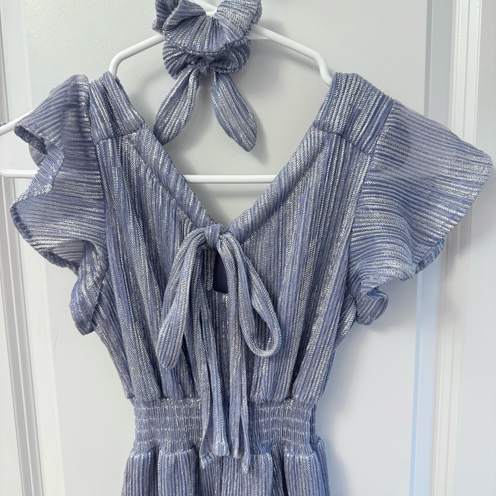 Girls 8 Nicky Lew dress and scrunchie from Nordstroms - Purple Metallic fabric - Picture 5 of 6